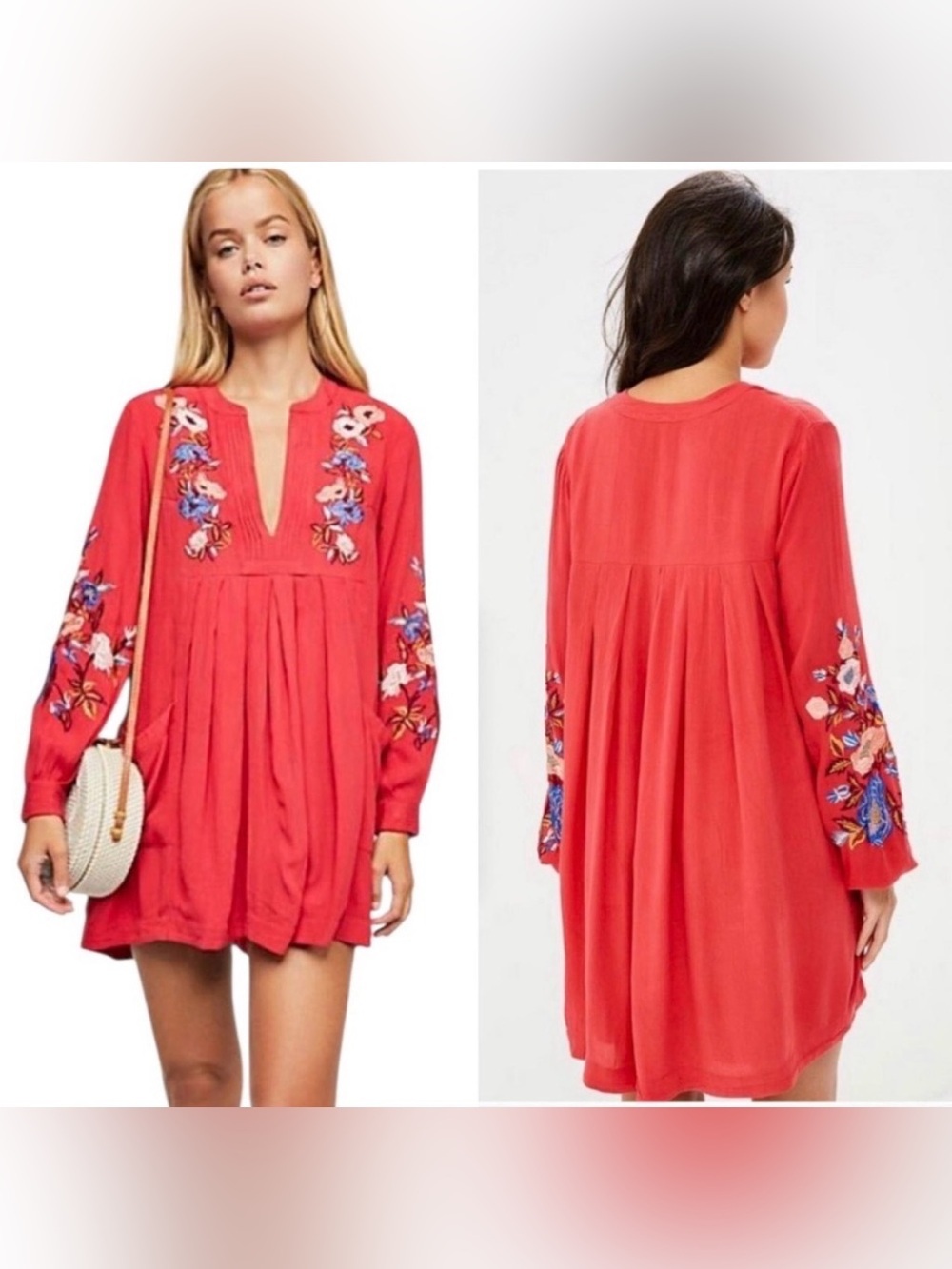 Free People Mia Gauze Embroidered Mini Dress Size Small boho festival summer
